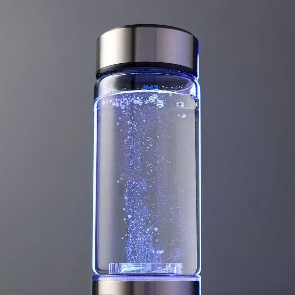Close-up of Hydro Fever’s Original Hydrogen Water Bottle, showcasing its sleek design and advanced hydrogen infusion technology.